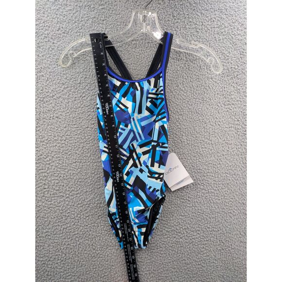 Dolfin Girls One Piece Blue Black and White Swimsuit sz 26 Training Competition - Picture 4 of 8